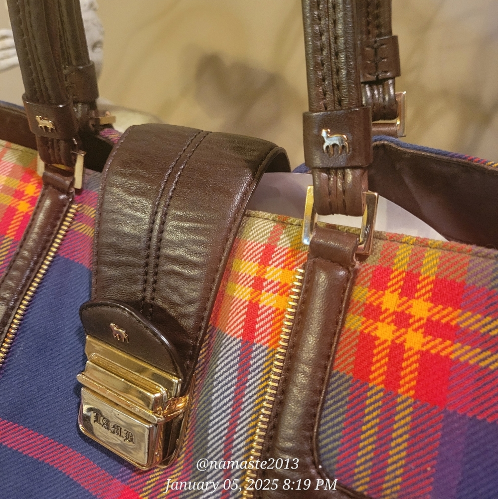 L.A.M.B. Gwen Stefani Plaid Leather  Satchel Shoulder Bag Designer Celebrity  75 - Picture 5 of 15